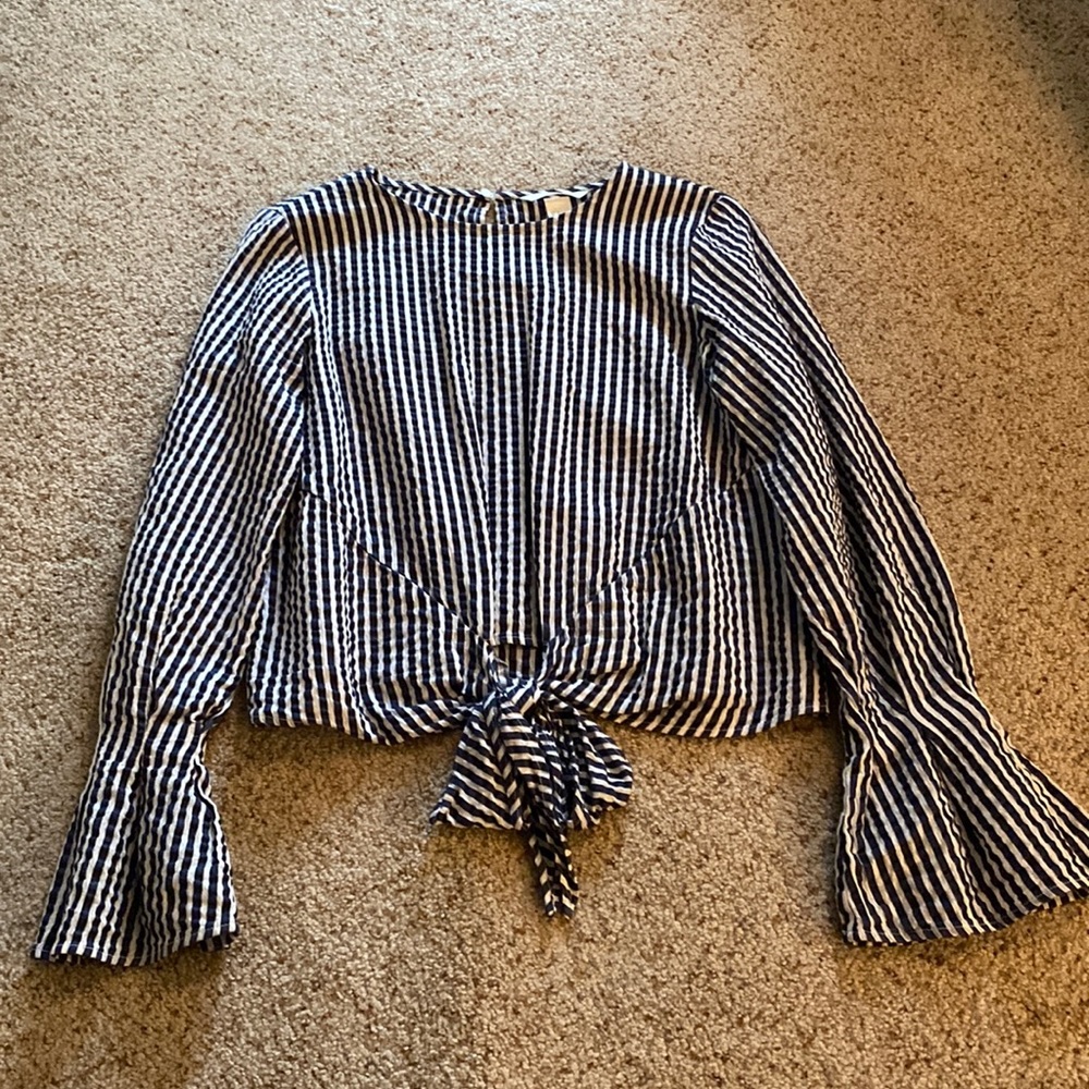 H&M striped bell sleeve top